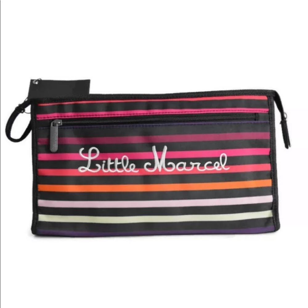 NWT Little Marcel Clutch Black Multicolor Cosmetic Makeup Accessory Travel Bag